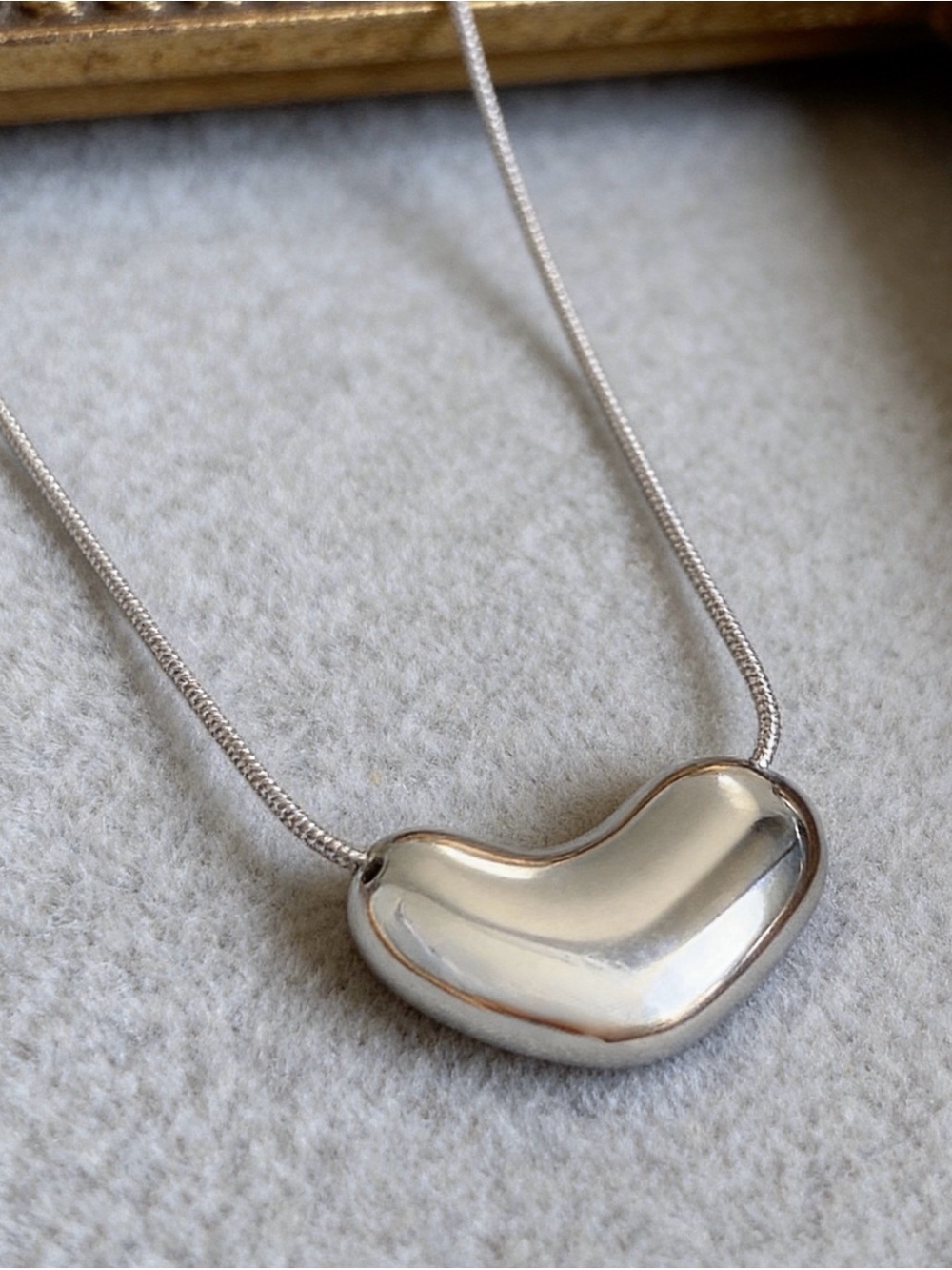 Silver Bean Pendant Necklace